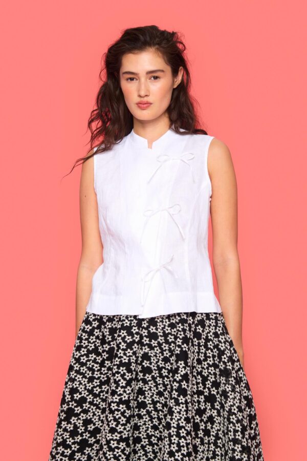 Airy Linen Sleeveless Blouse14599 White