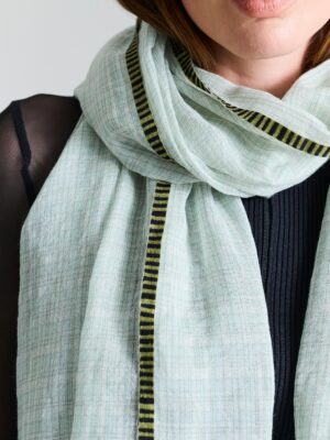 Irregular Check Scarf  Green Jade/Sage Green 14883