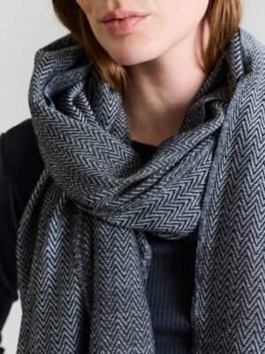 Herringbone Scarf black/Lily White14884