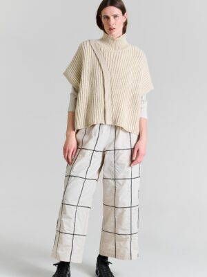 Fukkura Pants w. Pintucks Ivory/ Black Biesse 14692