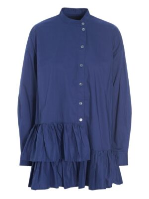 Core Cotton Shirt w. Ruffles Twilight Blue 14716