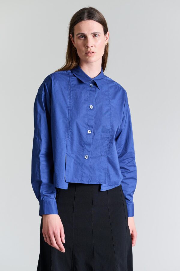 Core Cotton Shirt w. Pleats Twilight Blue 14718