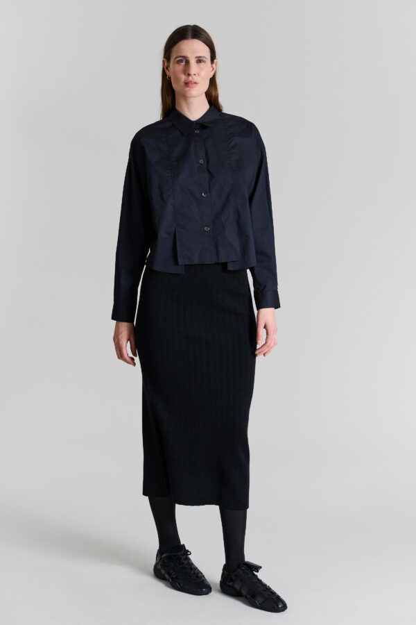 Core Cotton Shirt w. Pleats Black 14718