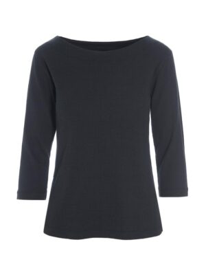 Naibu Rib Blouse W. 3/4 Sleeves Black 14748