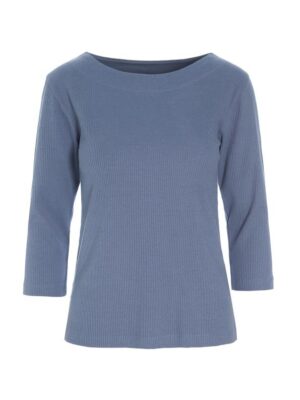 Naibu Rib Blouse W. 3/4 Sleeves Moonstone14748