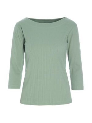 Naibu Rib Blouse W. 3/4 Sleeves Sage Green14748