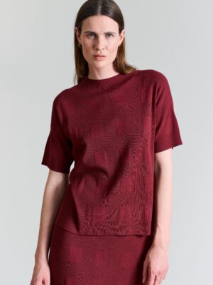 Saku Blouse w. Short Sleeves Maroon 14768