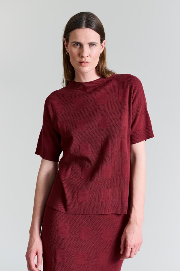 Saku Blouse w. Short Sleeves Maroon 14768