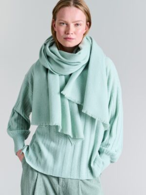 Block Wool Scarf Green Jade 14735