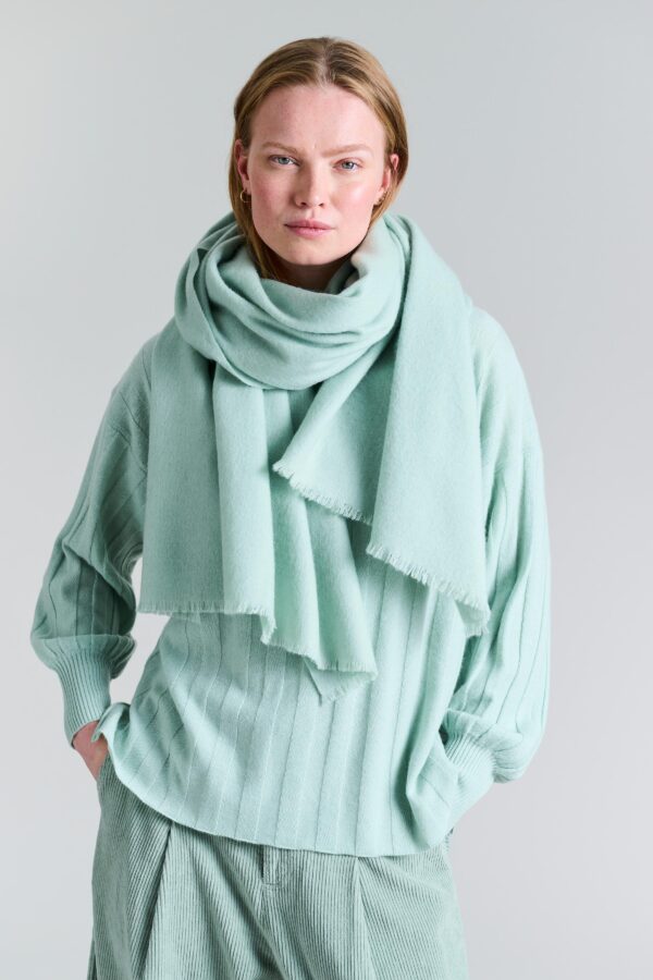 Block Wool Scarf Green Jade 14735