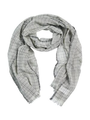 Irregular Check Scarf  Black/Lily White 14883