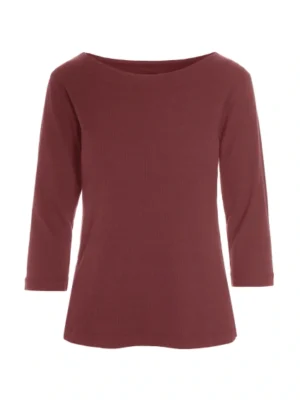 Naibu Rib Blouse W. 3/4 Sleeves Maroon14748