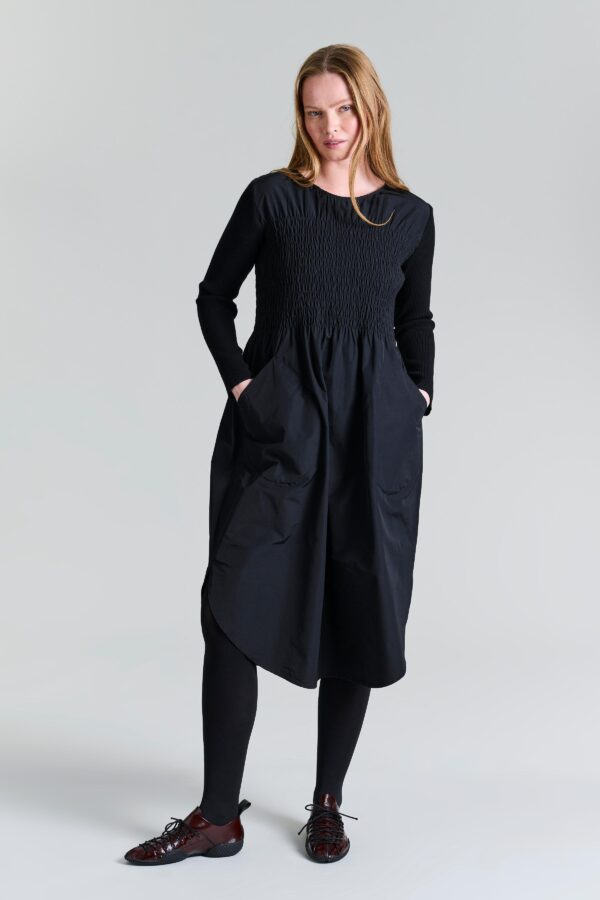 Fukkura Smock Dress Black 14691
