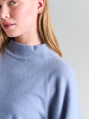 Cloud Cashmere High Neck Blouse Steel Blue14777