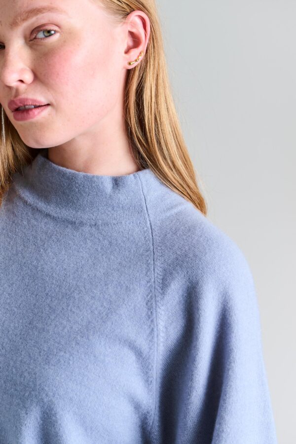 Cloud Cashmere High Neck Blouse Steel Blue14777