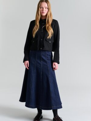 Jinzu Maxi Skirt Dark Jeans Blue 14827