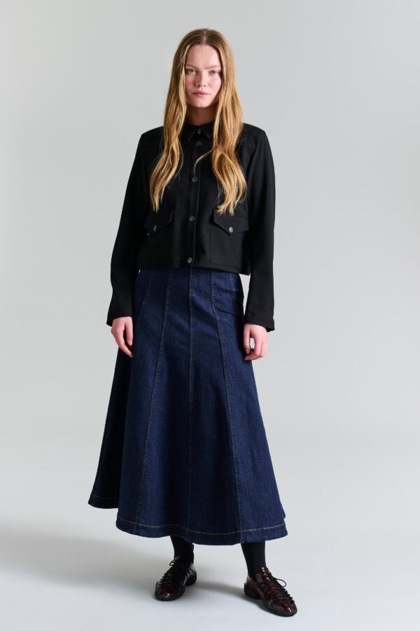 Jinzu Maxi Skirt Dark Jeans Blue 14827
