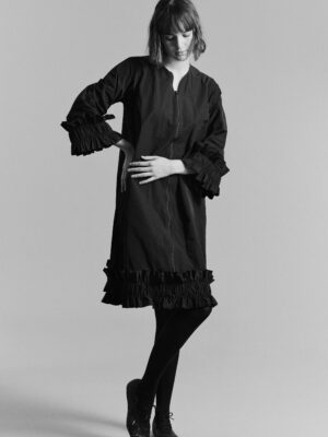 Fukkura Poplin Dress W. Zipper Black 14914