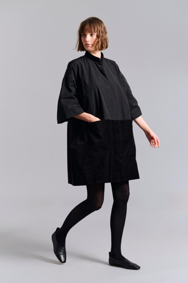 Fukkura Poplin Coat Dress Black 14915
