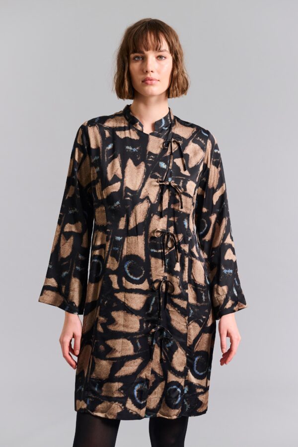 Kuhaki Dress W. Collar Butterfly Mosaic 14931