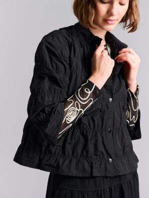 Fukkura Poplin Jacket W. Elastic Black 14916