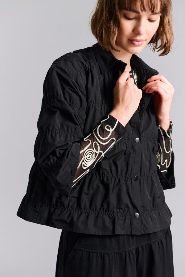 Fukkura Poplin Jacket W. Elastic Black 14916