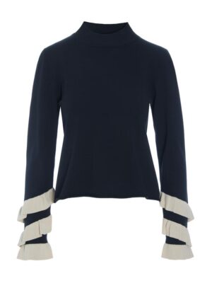 Saku Ruffles Blouse Black/Ivory 14940