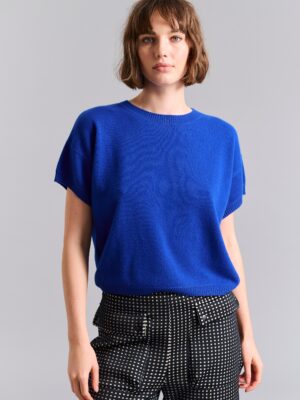 Cloud Cashmere Short Sleeve Blouse Fresh Blue 14944