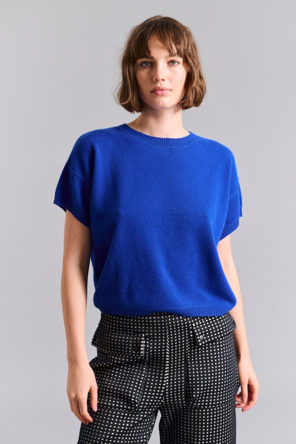 Cloud Cashmere Short Sleeve Blouse Fresh Blue 14944