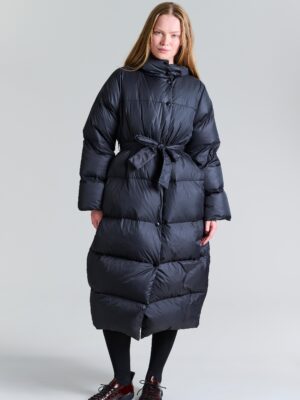Feather Down Coat W.Belt Black