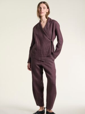 Lazy Linen Asymmetric Jacket Raisin 14983