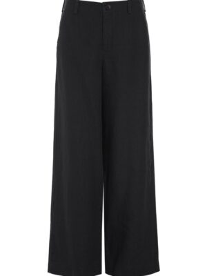 Lazy Linen Straight Pants Black 14987