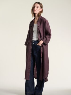 Lazy Linen Shirt Dress Raisin 14981