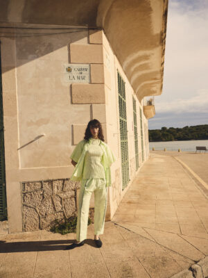 Saku Long Sleeved Blouse Lime Cream 15079