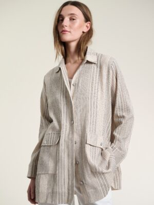 Shiko Long Shirt Ivory/Black Stitch 15039