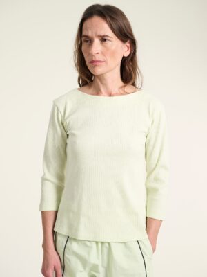 Naibu Rib 3/4 Sleeve Blouse Lime Cream 15070