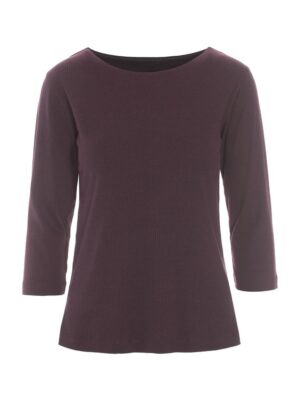 Naibu Rib 3/4 Sleeve Blouse Raisin 15070