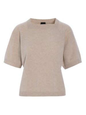 Kumo Cashmere Short Sleeved Blouse Ivory Melange 15090