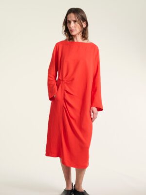 Kumamoto Pleated Dress Fiery Red 15098