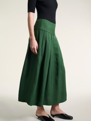 Kumamoto Pleated Skirt Deep Grass Green 15100