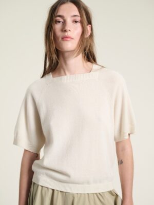 Kumo Cashmere Short Sleeved Blouse Vanilla 15090