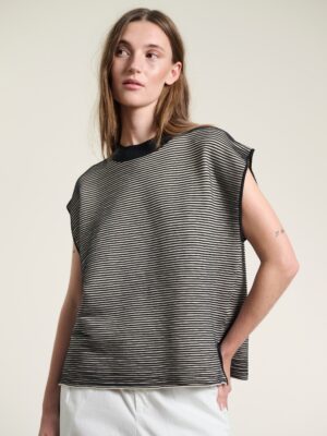 Saku Blouse With Pintucks Black/Ivory 15171