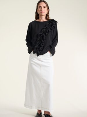 Sun Bleach Flounce Blouse Black 15133