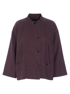 Jacket Lazy Linen with Collar Raisin14984