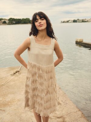 Sukosu Fringe Dress Ivory 15209