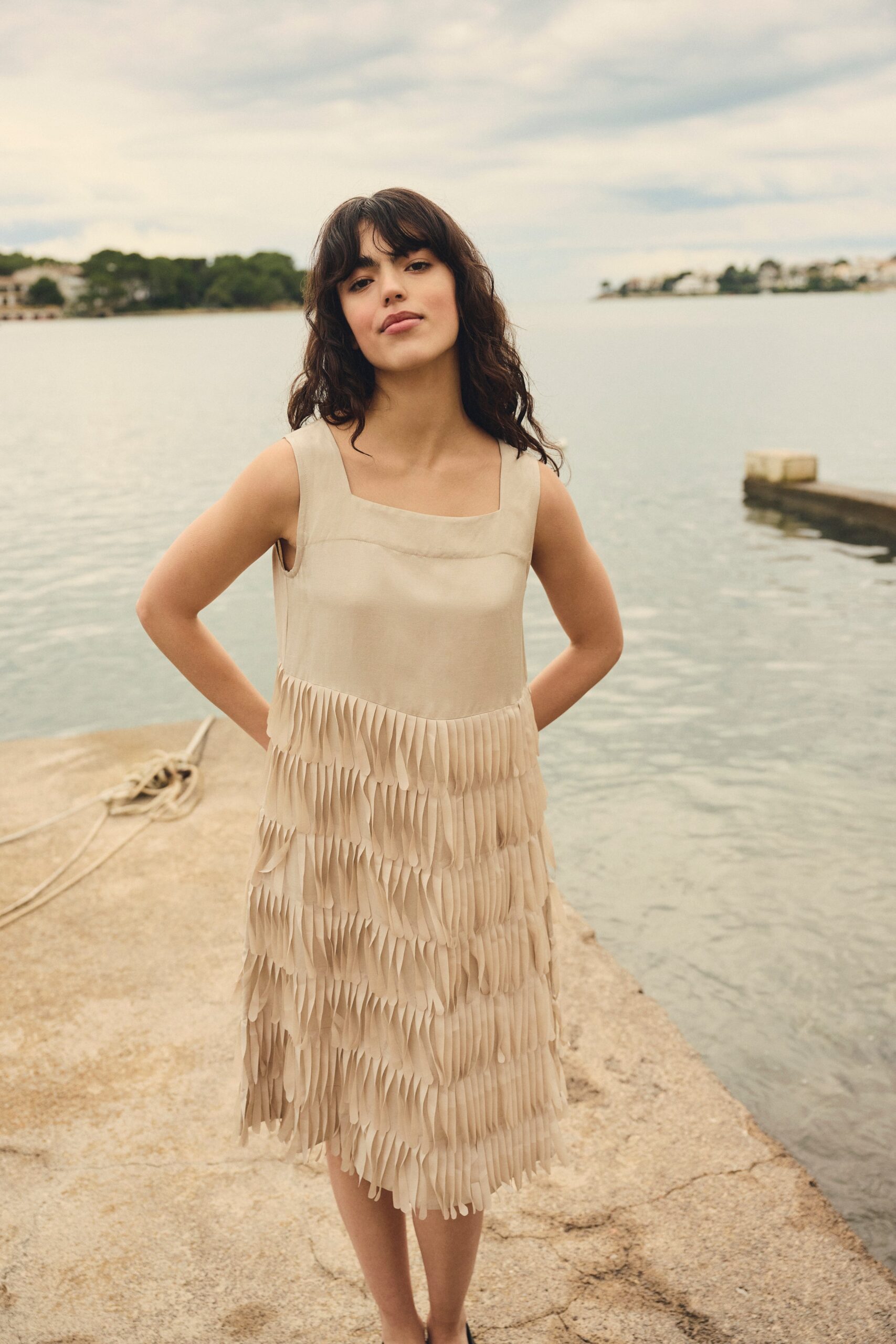 Sukosu Fringe Dress Ivory 15209