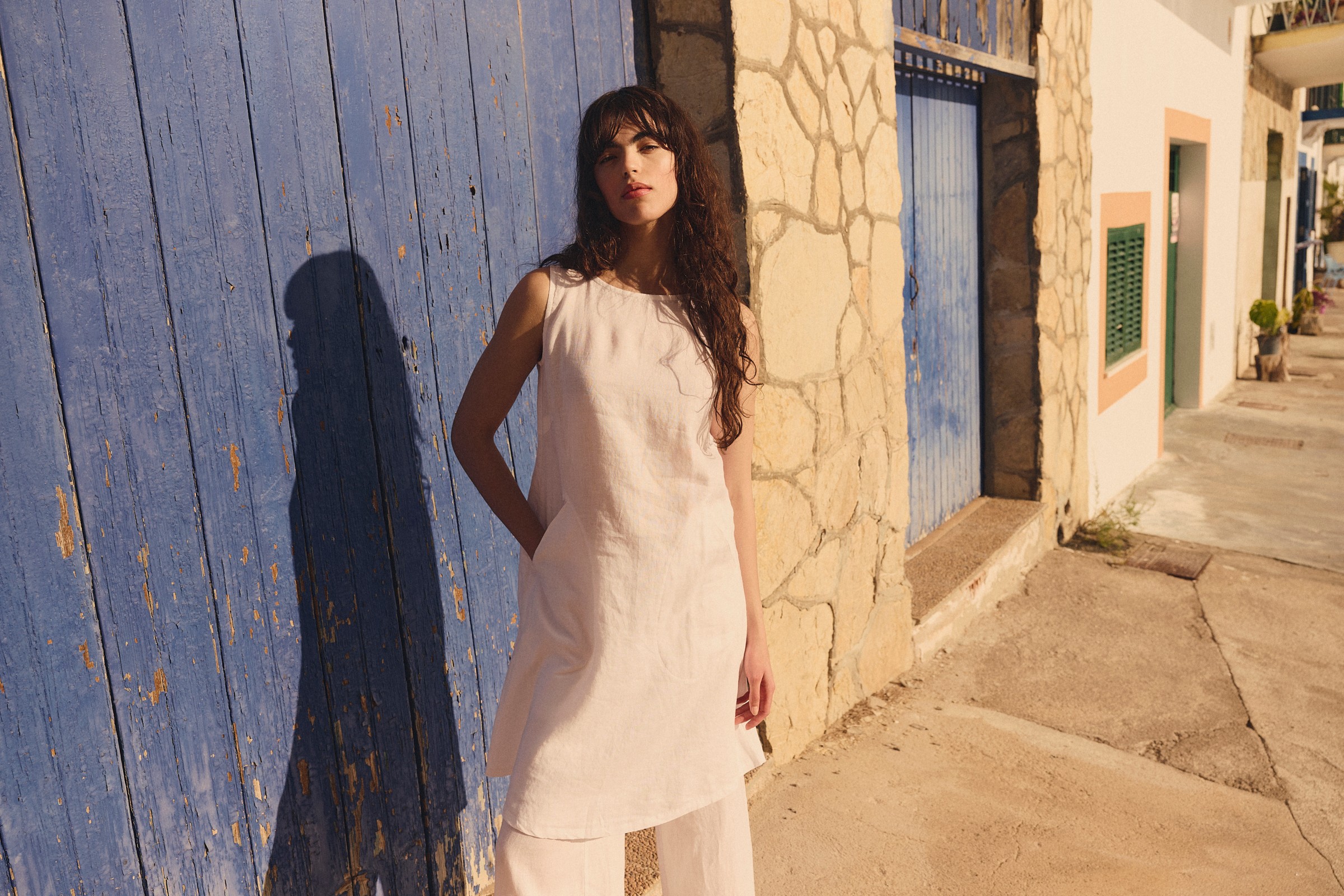 Short Dress/ Tunic Airy Linen White 15192