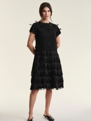 Sukosu Fringe Dress Black 15209