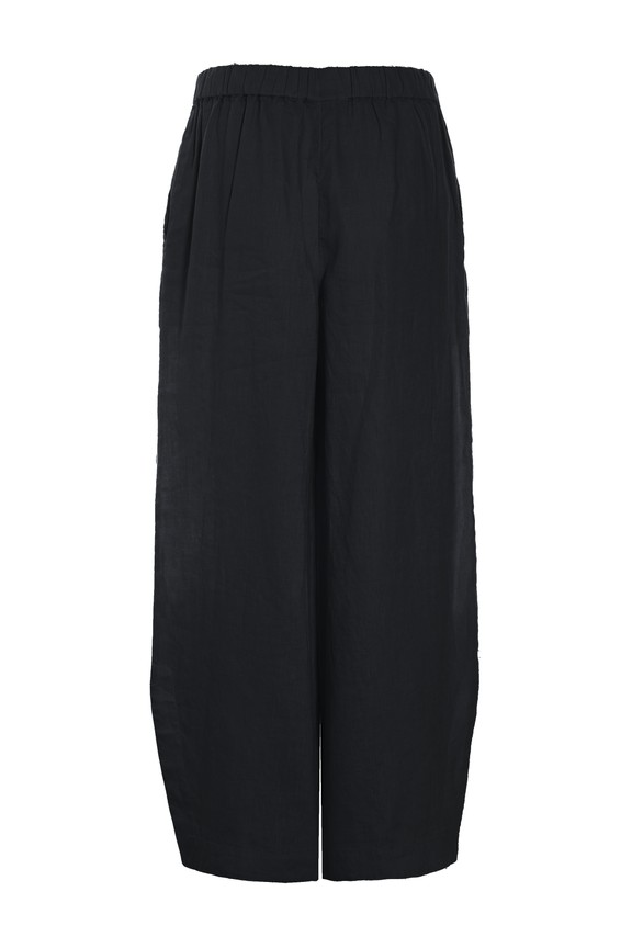 Elastic Pants Airy Linen Black 15196