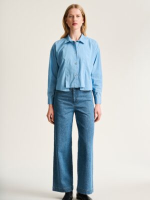 Core Cotton Shirt With Pleats Lake Blue 15307